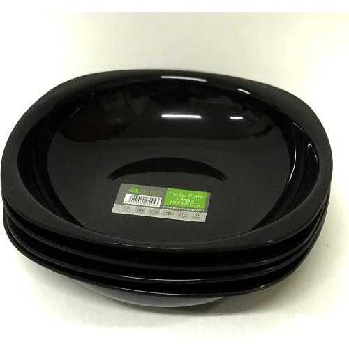 Détail de Assiettes creuses écologiques incassables ECO, noires, 4 pièces