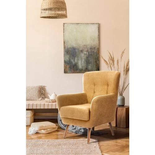 Détail de Fauteuil nordique beige anti taches IZAN, confort optimal