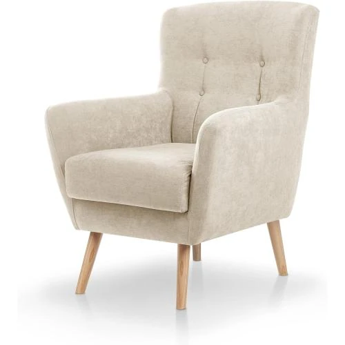 Fauteuil nordique beige anti taches IZAN, confort optimal - Vue principale