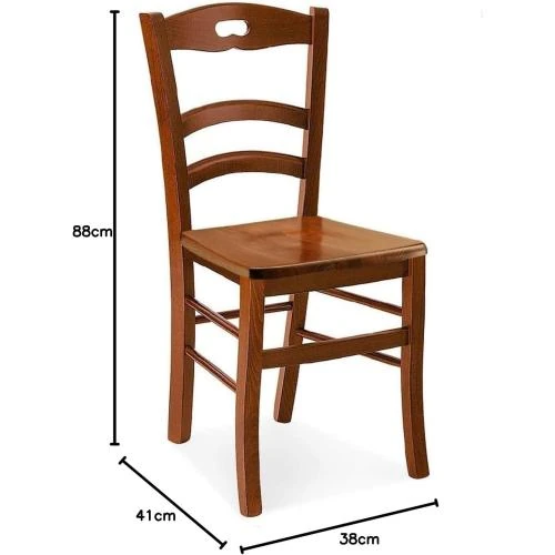 Détail de Chaises rustiques bois massif, couleur noyer, lot 2