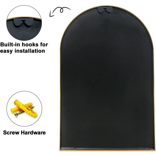 Détail de Miroir Arqué Doré Amgngala, Cadre Métal, Décoratif