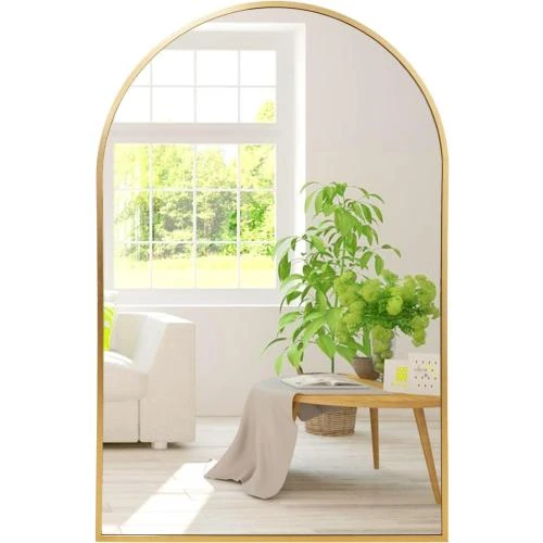 Miroir Arqué Doré Amgngala, Cadre Métal, Décoratif - Vue principale