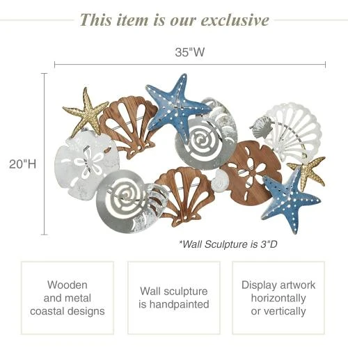 Détail de Décoration murale ajourée Touch Of Class, coquillage peint