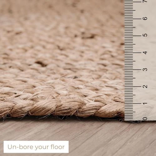 Zoom sur Tapis Jute RAJRANG, Bio, Rectangulaire, Décoratif, Reversible