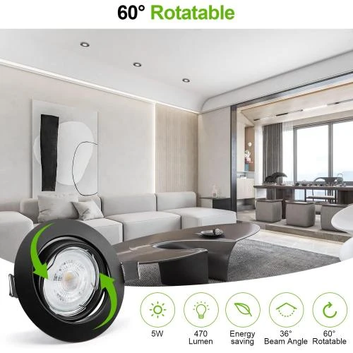 Zoom sur Spot LED Encastrable Dimmable Noir, 4000K, 470LM