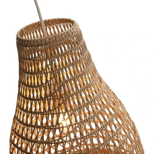Zoom sur Lussiol Luminaire Rotin Naturel 60W Design Élégant