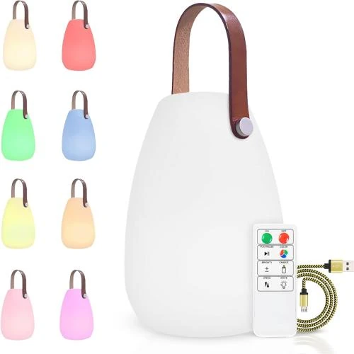 Lampe de table LED extérieure, télécommande, 8 couleurs, blanc chaud - Vue principale