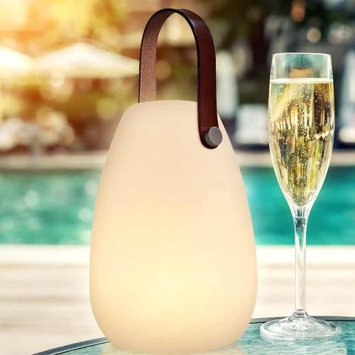 Zoom sur Lampe de table LED extérieure, télécommande, 8 couleurs, blanc chaud