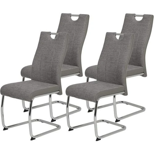 Chaises Luge Tissu Gris, Armature Métal Chrome, Apollo - Vue principale
