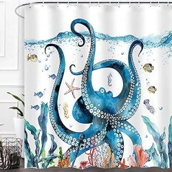 Rideau de Douche Oc??an Pieuvre: Style et Pratique pour Bain