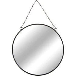Miroir Mural Rond Noir, Chaine INDA Exclusiv