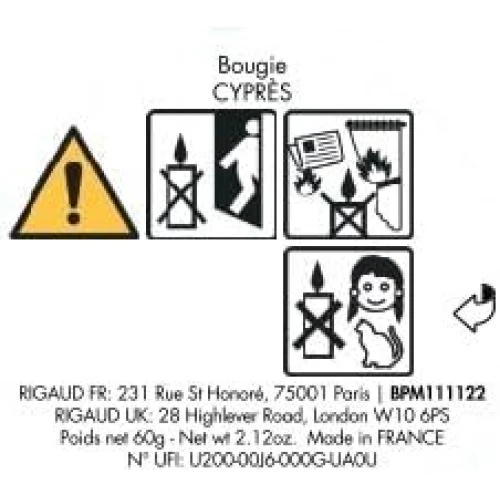 Zoom sur Bougie Artisanale Française Cypres Vert Rigaud BPM111122