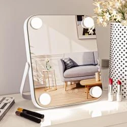 Miroir maquillage lumineux LED, 4 ampoules, contrôle tactile