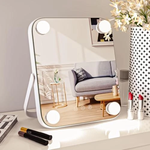 Miroir maquillage lumineux LED, 4 ampoules, contrôle tactile - Vue principale