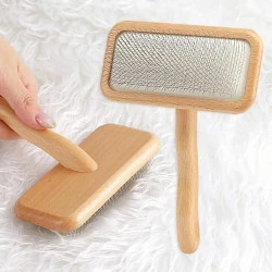Rateau moquette laine mouton, cardage tapis bois naturel