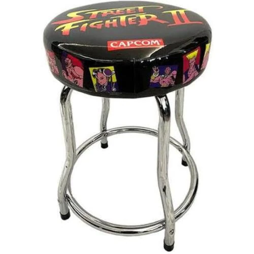 Détail de Tabouret Street Fighter II ARCADE1UP, design rétro