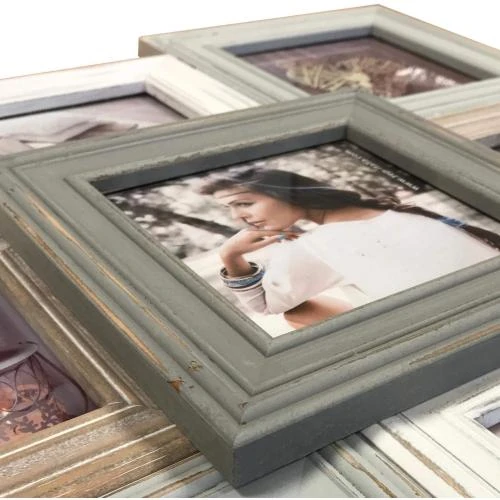 Zoom sur Cadre Photo Multivues Bois Zep, Blanc, Beige, Gris, Brun