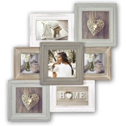 Cadre Photo Multivues Bois Zep, Blanc, Beige, Gris, Brun