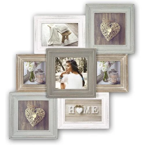Cadre Photo Multivues Bois Zep, Blanc, Beige, Gris, Brun - Vue principale