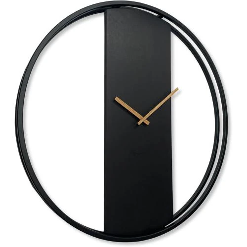 Horloge Murale Loft Ovale Métal Noir 3D Moderne - Vue principale