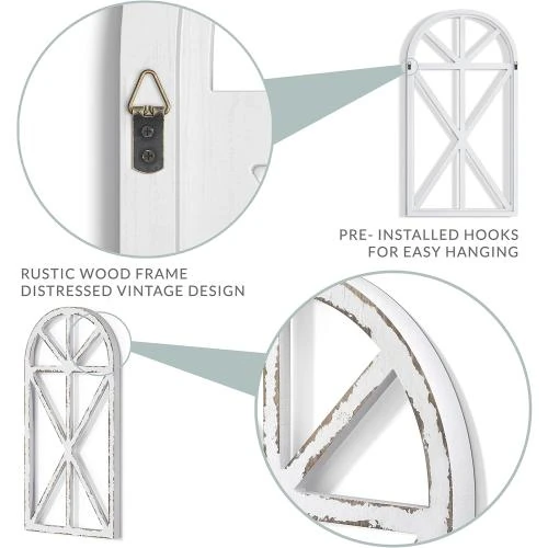 Zoom sur Decoration murale bois rustique, arche cathédrale blanche