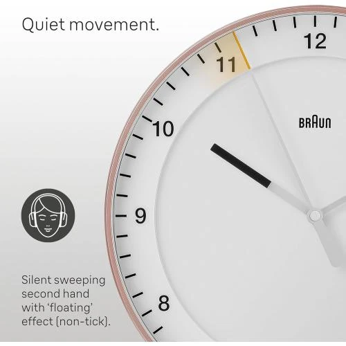 Zoom sur Horloge Murale Analogique Classique, Rose, Blanc, Silencieuse