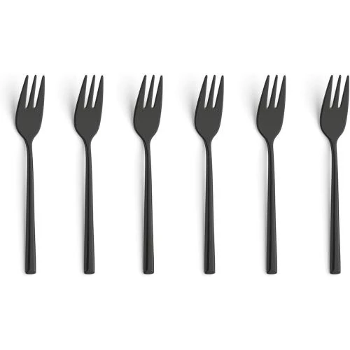 Set 6 Fourchettes à Gâteau Noir, Acier Inoxydable 18/10 - Vue principale