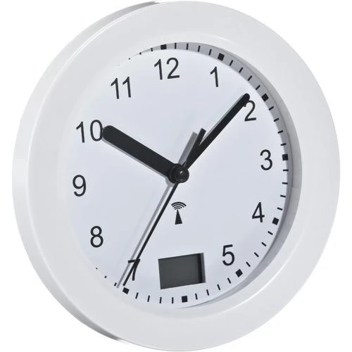 Horloge Radio Pilotée Salle de Bains, Affichage Température, Blanc - Vue principale