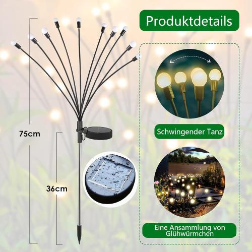 Présentation de Lampe Solaire Extérieure TTBAODAN, 4 pièces LED Blanc Chaud en situation