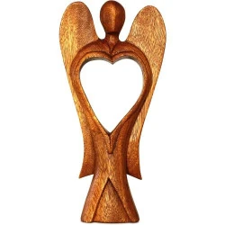 Sculpture abstraite bois ange amour, déco intérieure artisanale