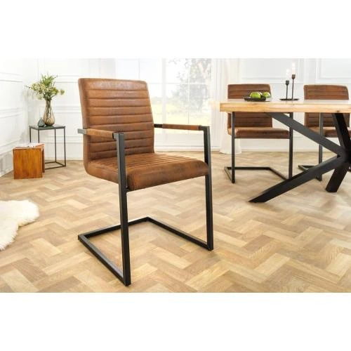 Détail de Chaise Salle à Manger Invicta Interior, Accoudoirs, Marron Vintage
