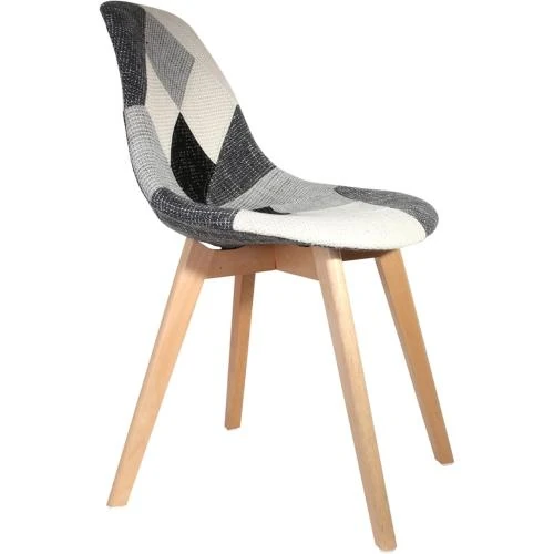 Silla Patchwork Gris, Chaise Design Moderne, Confortable - Vue principale