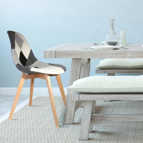 Détail de Silla Patchwork Gris, Chaise Design Moderne, Confortable