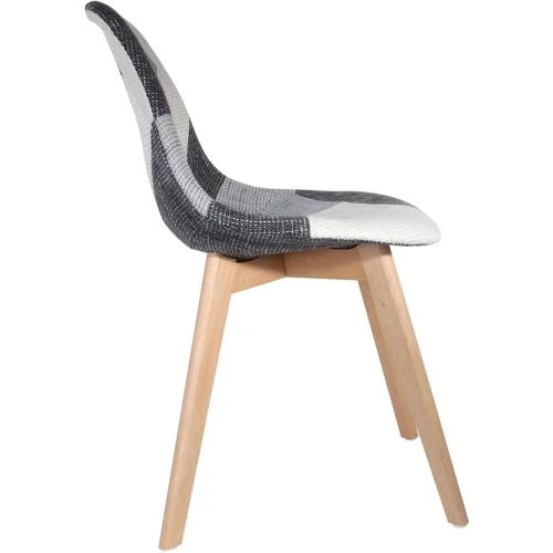 Zoom sur Silla Patchwork Gris, Chaise Design Moderne, Confortable