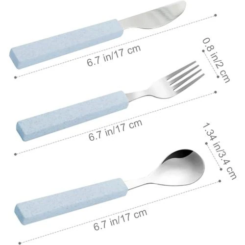 Détail de Ustensiles enfants acier inoxydable, 3 pièces, vert