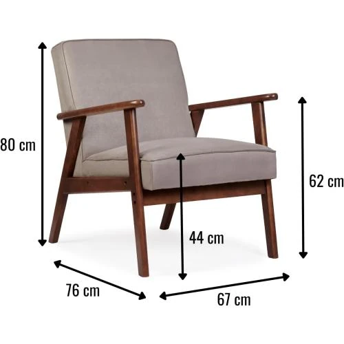 Détail de Fauteuil Roma nordique, anti-taches, bois massif, gris