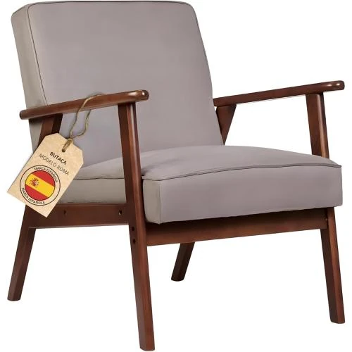 Fauteuil Roma nordique, anti-taches, bois massif, gris - Vue principale