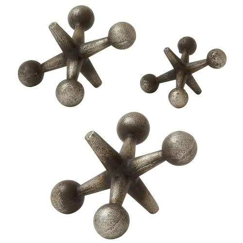 Zoom sur Sculptures modernes métal argenté, bronze, lot de 3