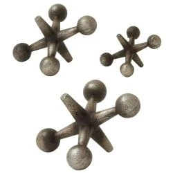 Sculptures modernes métal argenté, bronze, lot de 3