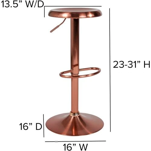 Zoom sur Tabouret bar rétro réglable, or rose, série Madrid