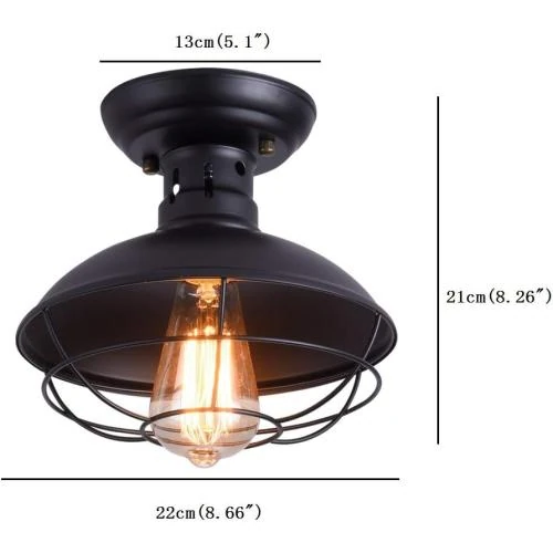 Détail de Plafonnier Industriel Cage Métal, Luminaire Suspendu Bronze