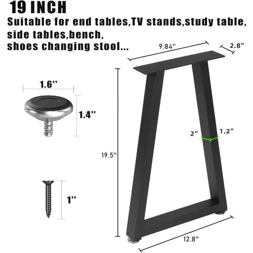 Zoom sur Pieds Trapezoidaux Métal NXN HOME, Meubles Noirs, Bricolage