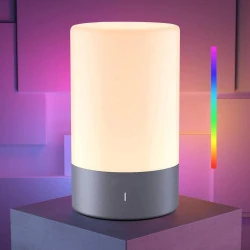 Lampe de Chevet Tactile ROOTRO RGB Dimmable, Idéale pour Bureau