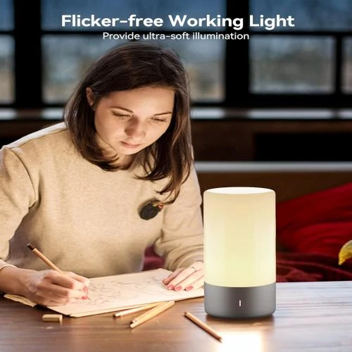 Zoom sur Lampe de Chevet Tactile ROOTRO RGB Dimmable, Idéale pour Bureau