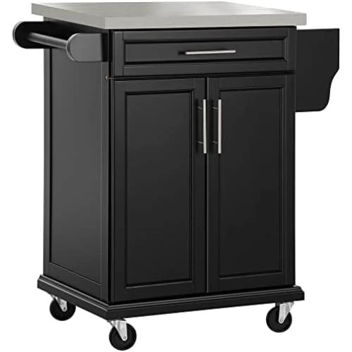 Chariot de Service Cuisine HOMCOM avec Rangement et Plateau INOX - Vue principale