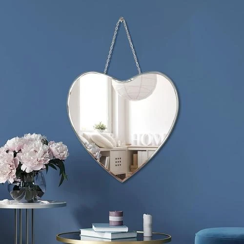 Détail de Miroir cœur qmdecor, décoration murale, verre véritable