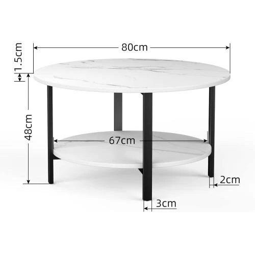Zoom sur Table Basse Ronde VOWNER, Effet Marbre, Métal Doré