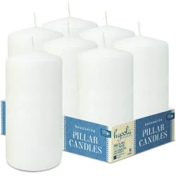 Bougies Blanches Piliers Inodores, Pack de 6, Europe