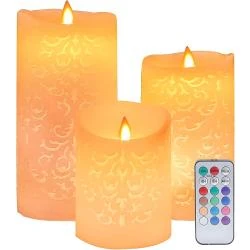 Bougie LED Cire Véritable, Minuterie, Télécommande, Motif Creux
