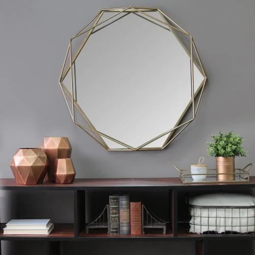 Zoom sur Miroir mural métal doré Chloe Stratton Home Decor